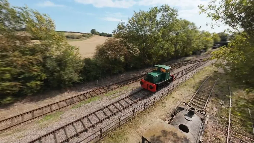FPV chase alongside a heritage locomotive